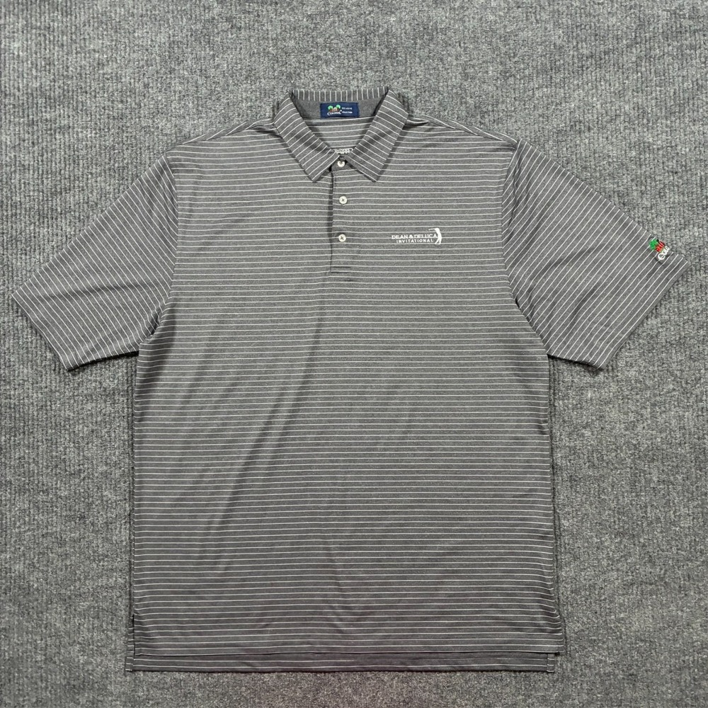 Colonial Collection Mens Polo DriWay Golf Shirt XL Gray Striped Performance